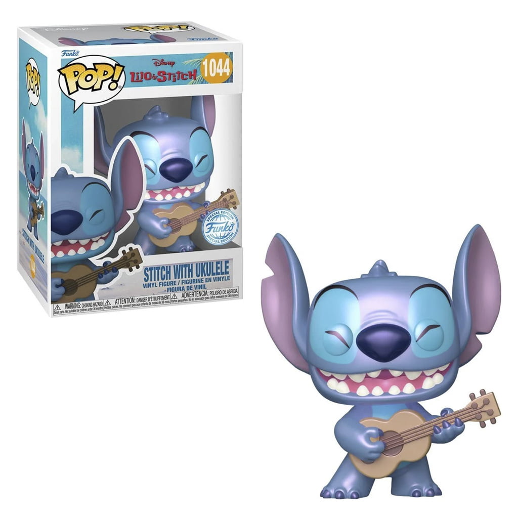 FUNKO POP DISNEY LILO & STITCH - STITCH WITH UKULELE 1044 edição especial metalizado 