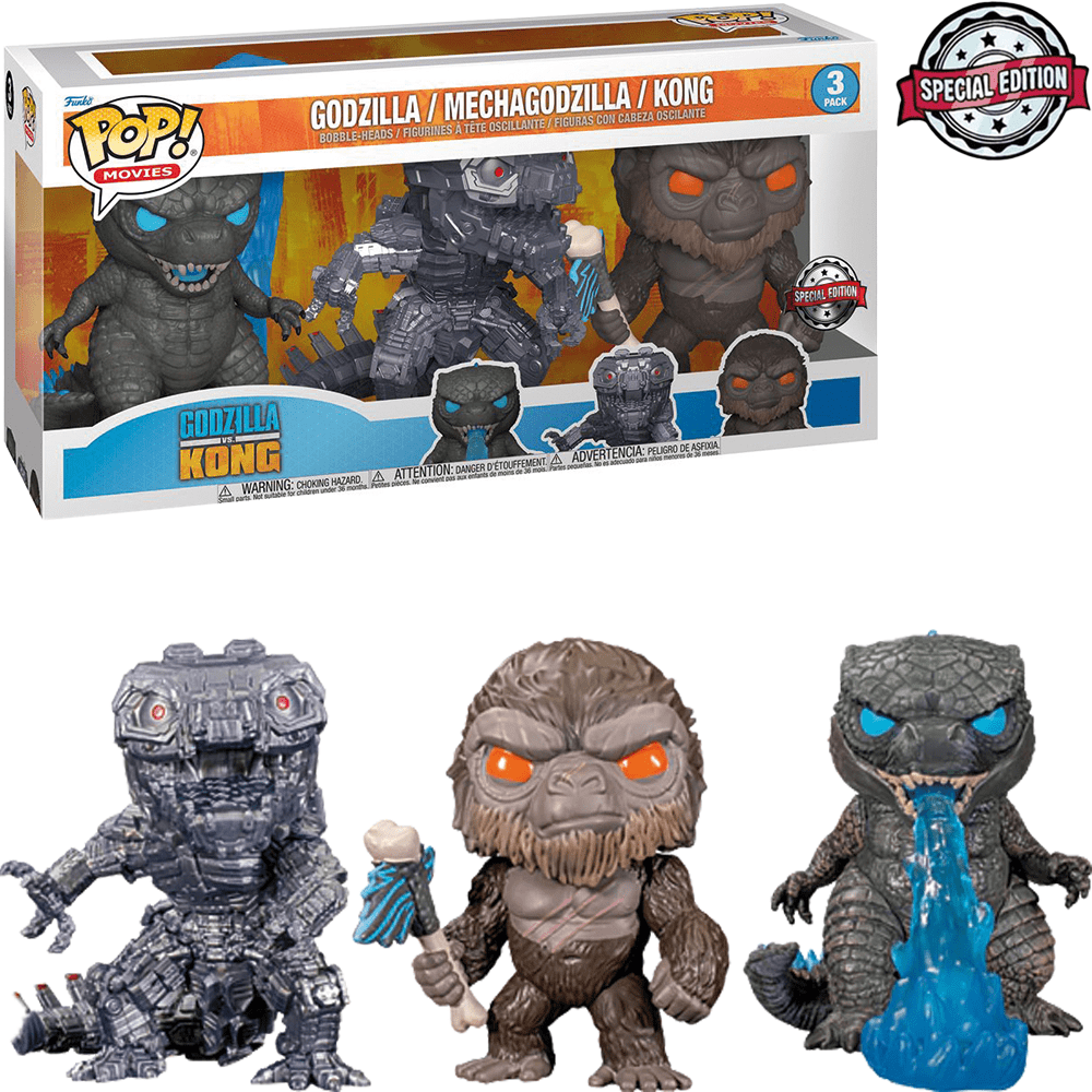 FUNKO POP GODZILLA VS KONG EXCLUSIVE - GODZILLA / MECHAGODZILLA / KONG ...