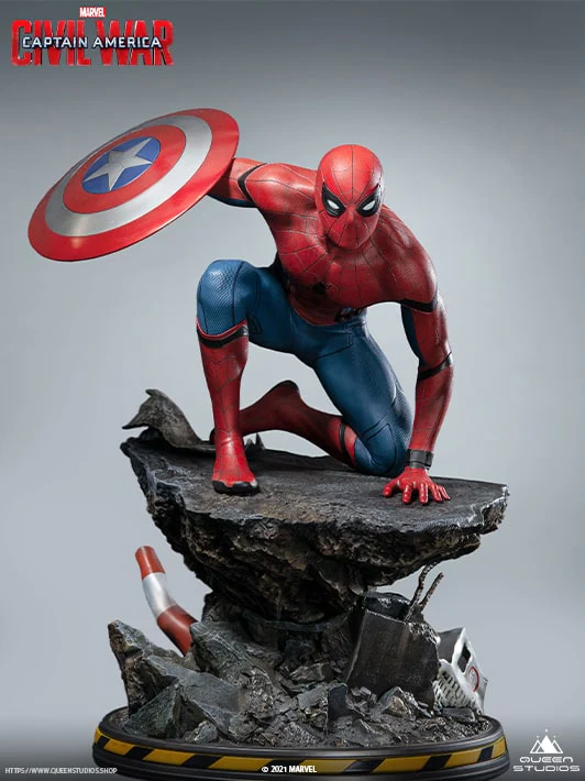 Estátua Queen Studios - Capitão América: Guerra Civil - Homem Aranha  1/4    ( Spider Man) (Captain America: Civil War)